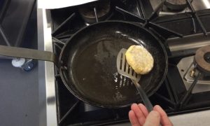 Butterbean burger frying