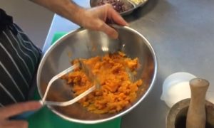 Making sweet potato pasty mix